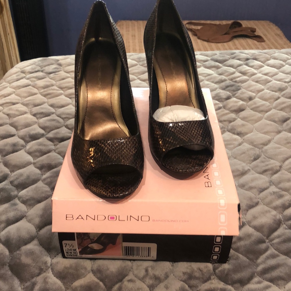 Faux Snake print block heels